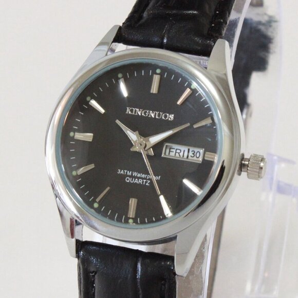 Women's Contemporary Dress Watch Silver Tone Case Black Strap 28mm - Picture 7 of 11